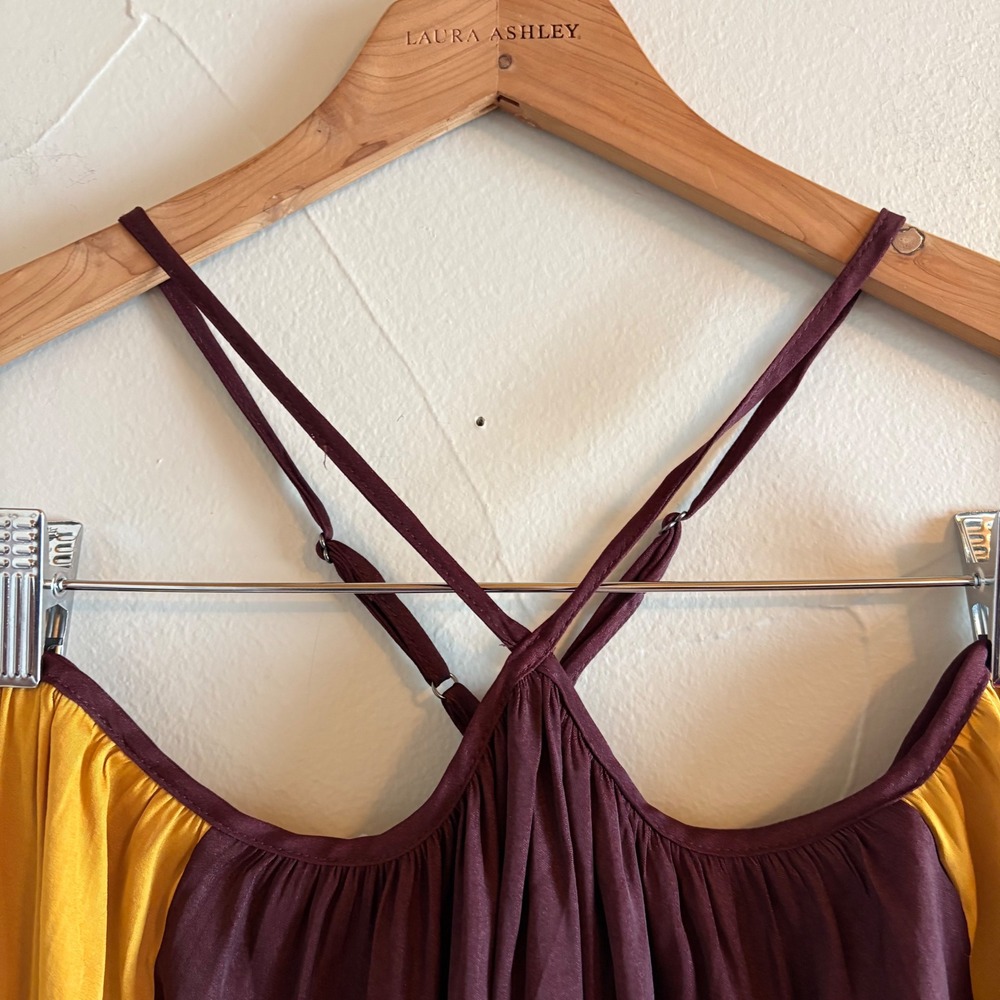 Banana Republic Womens Colorblock Cold Shoulder Halter Top Burgundy Yellow S NEW - Picture 5 of 10